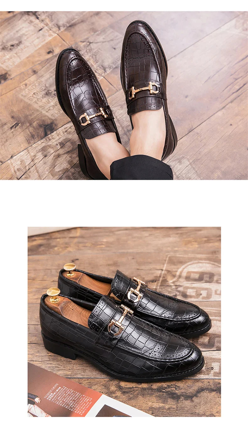 Classic Social Leather Shoes For Men Leather Loafers Wedding Casual Business Brogues Shoes Men Office Leather Men's Dress Shoes