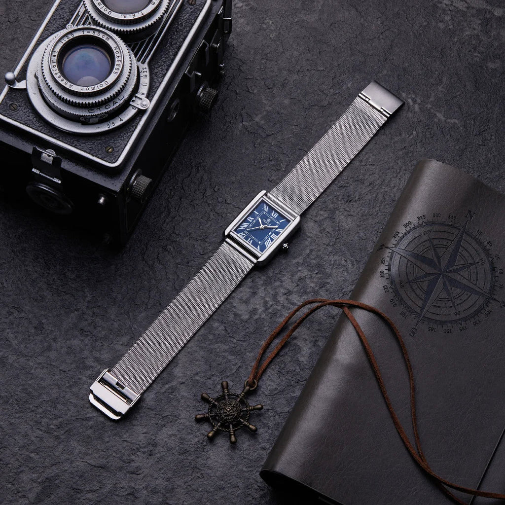 Waterproof Couple Watches Casual Fashion Quartz Stainless Steel Leather Strap Square Dial Men's And Women's Lover Watch