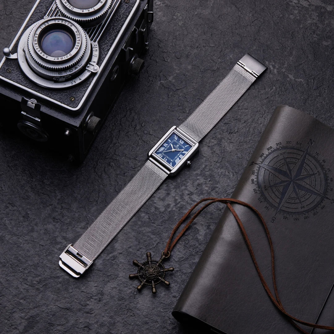 Waterproof Couple Watches Casual Fashion Quartz Stainless Steel Leather Strap Square Dial Men's And Women's Lover Watch
