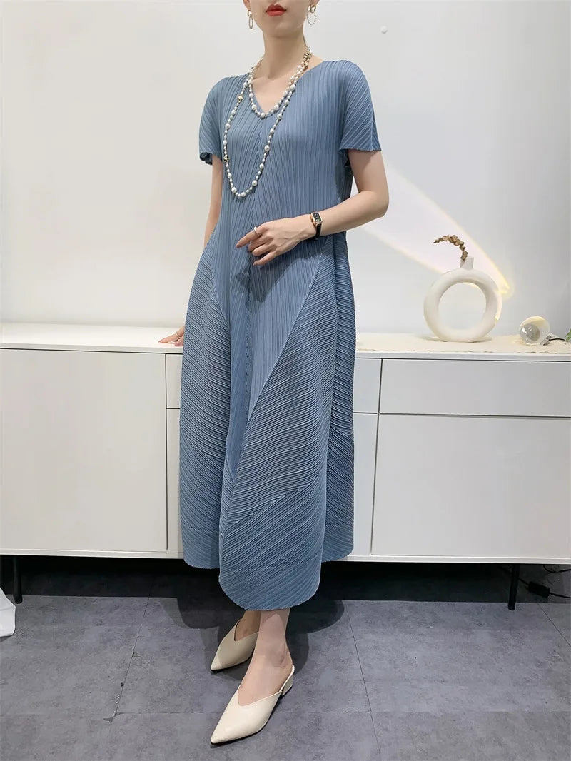 Bud Elegant Dresses for Women 2024 Autumn New Pleated Casual Fashion Solid Color Party Formal Occasion Dresses