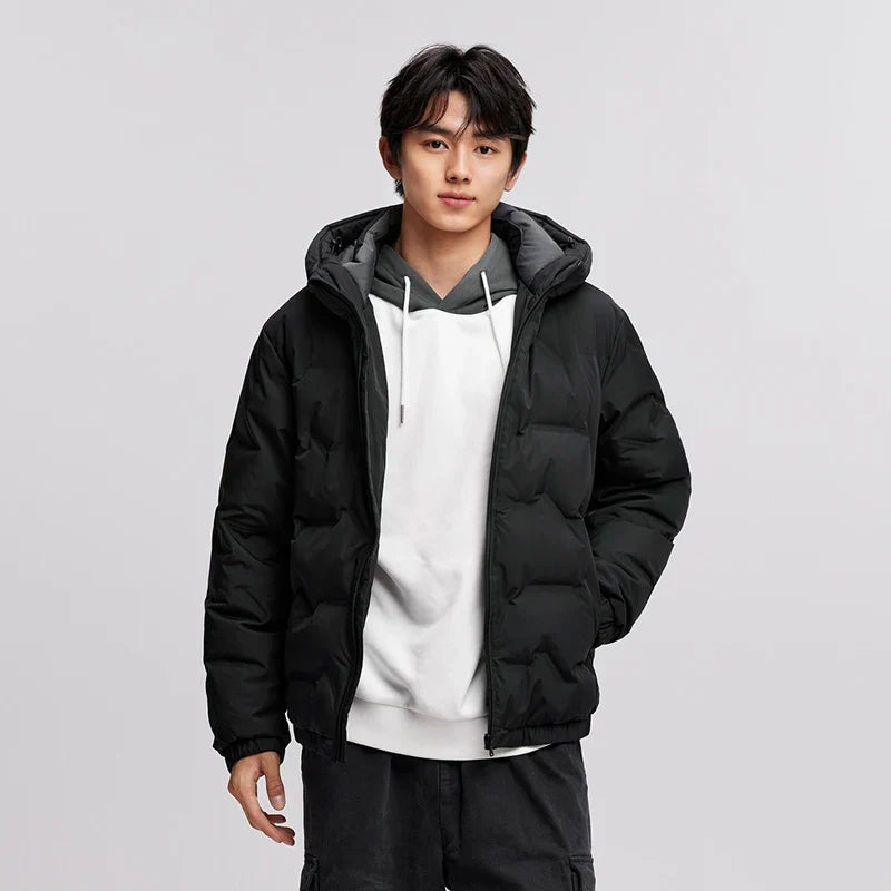 Down Jacket Men 2026 New Waterproof Hooded Outerwear Winter Clothing Solid Color Versatile Thick Down Coat For Man
