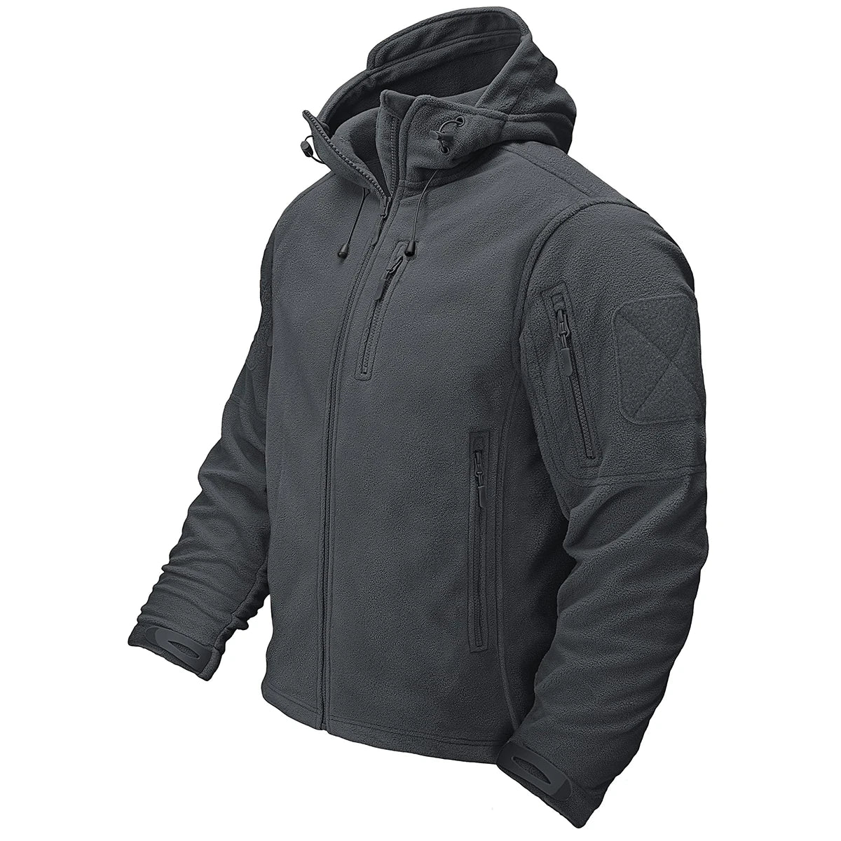 Fall Winter Men's Hooded Fleece Jacket Full Zip Up Soft Warmth Windproof Coat Outdoors Working Hiking Fishing Outerwear