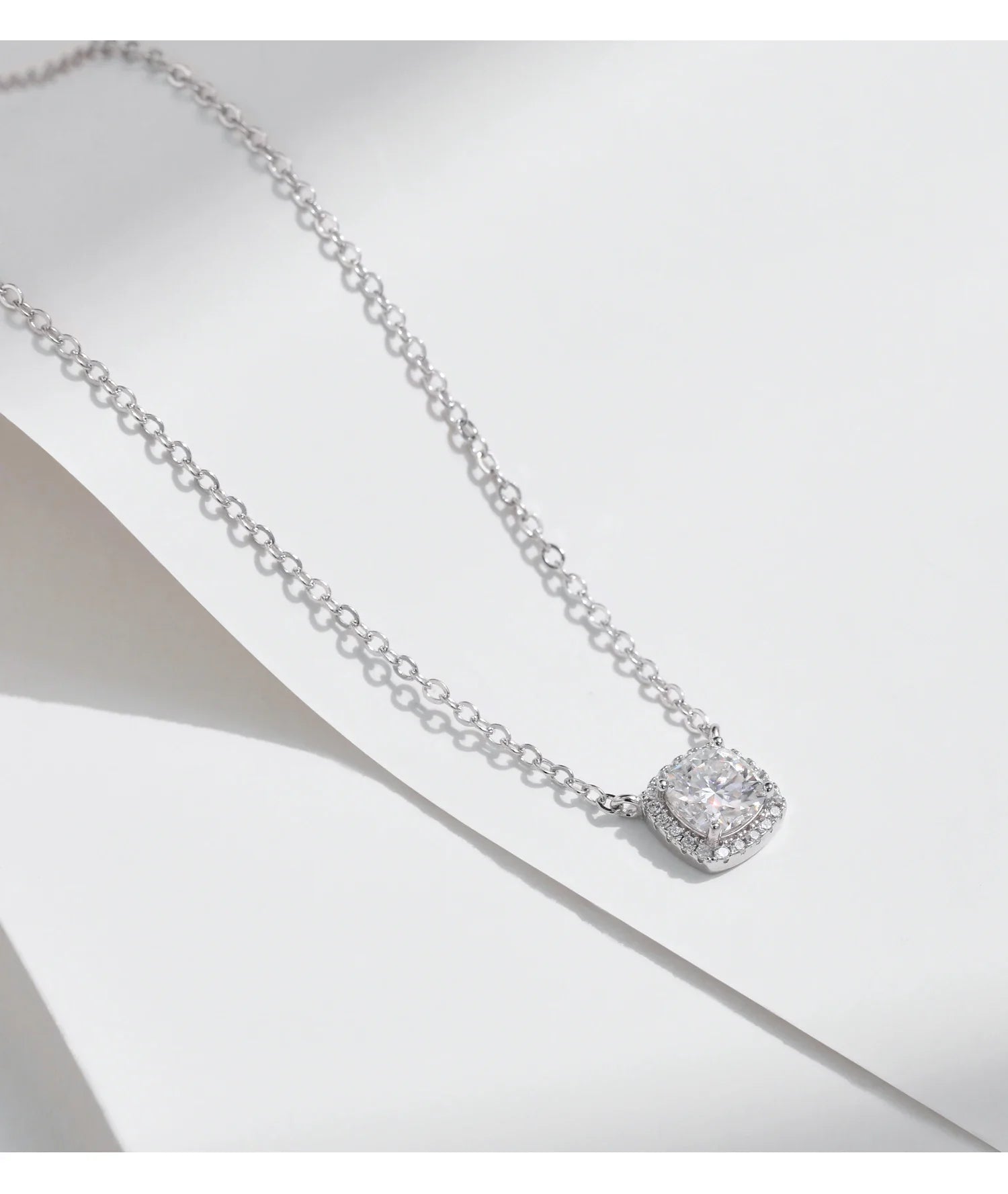 MODIAN Square & Round Halo Moissanite 925 Sterling Silver Pendant Necklace D Color VVS1 Lab Diamond Necklace For Women Jewelry