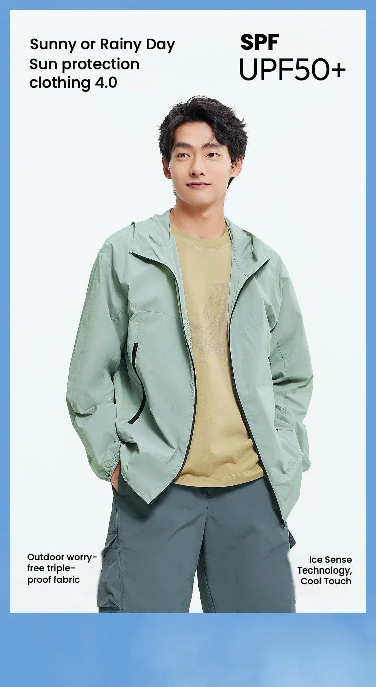 Sun Protection Jacket Men Lightweight Cool Feeling Triple Protection Hooded Top 2025 New Summer Jacket for Outdoor