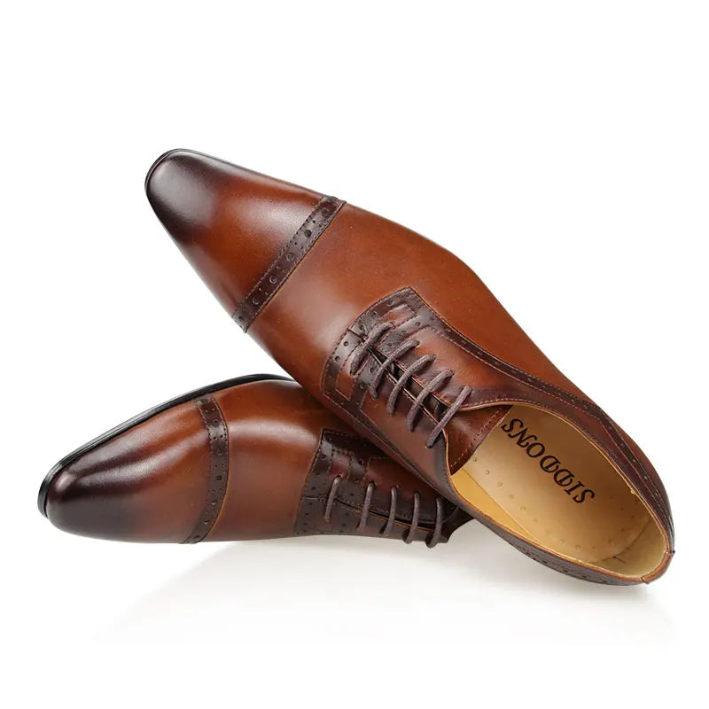 Premium Men's Genuine Leather Oxford Shoes|Luxury Brogue Dress Shoes for Weddings & Business|Comfortable Formal Lace-Up Shoes