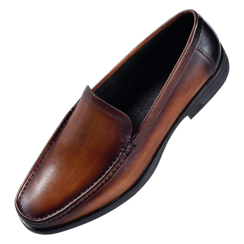 Italian Men's Formal Shoes Luxury Genuine Leather Handmade Black Wedding Soical Suit Buckle 2023 Summer New Oxford Dress Loafers