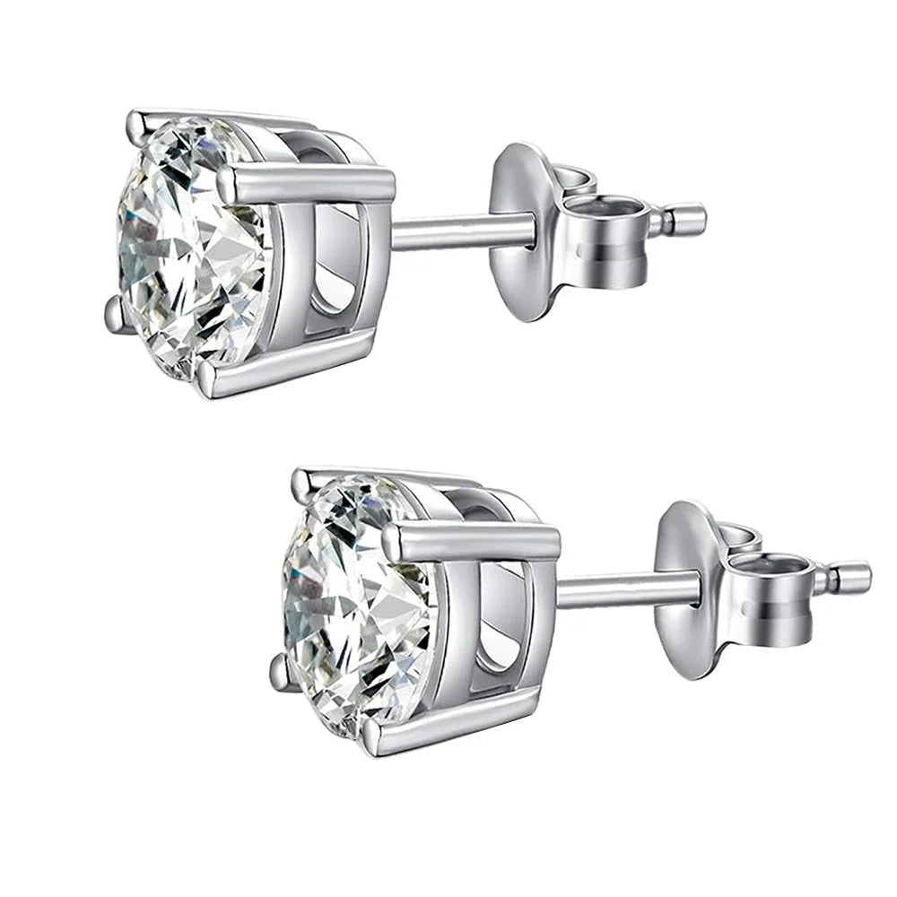 4carat Moissanite Stud Earrings with Certificate Round Brilliant Cut Diamond Earring 925 Sterling Silver Ear Studs for Women Men
