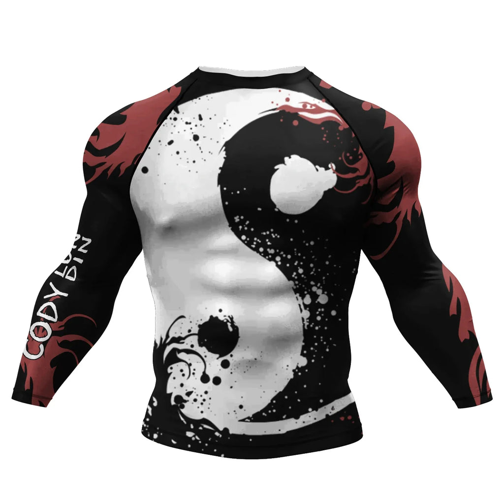 Customized Logo Cody Lundin Men Compression Sportswear Polyester Sunscreen T Shirt For Swimming Surf Jiu Jitsu BJJ Rashguard
