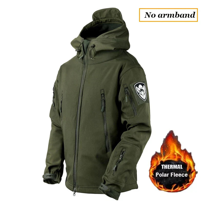 Winter Outdoor Work Sets Mens Field Training Jackets Multi-Pocket Fleece Cargo Pants Tactical Waterproof Camping Tracksuits Set