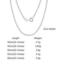 925 Sterling Silver Handmade 1.2mm Chopin Chain Necklace for Women Fashion Italian Silver Neck Chain Jewelry SC53
