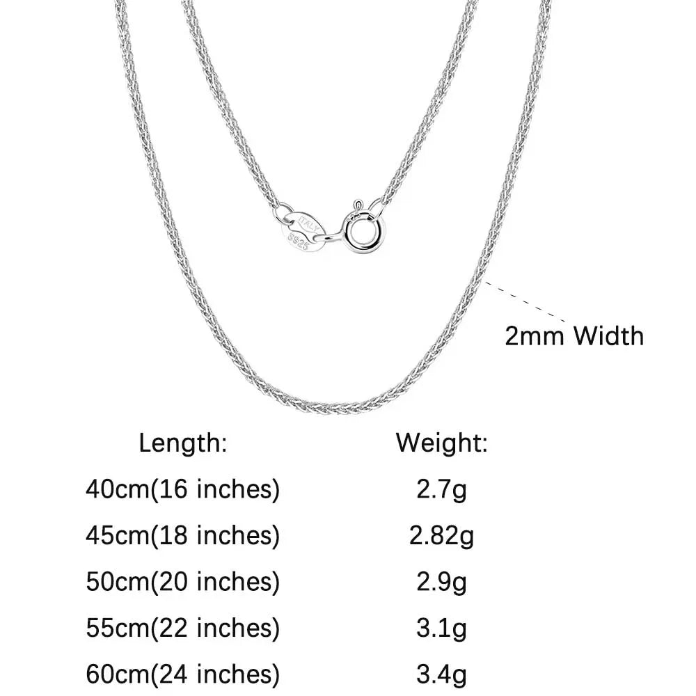 925 Sterling Silver Handmade 1.2mm Chopin Chain Necklace for Women Fashion Italian Silver Neck Chain Jewelry SC53