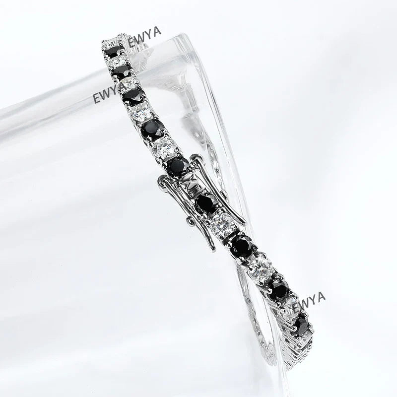 Full 3/4/5/6.5MM D Color Blue Green White Moissanite Tennis Bracelet for Men Women S925 Silver All Diamond Link Bracelets