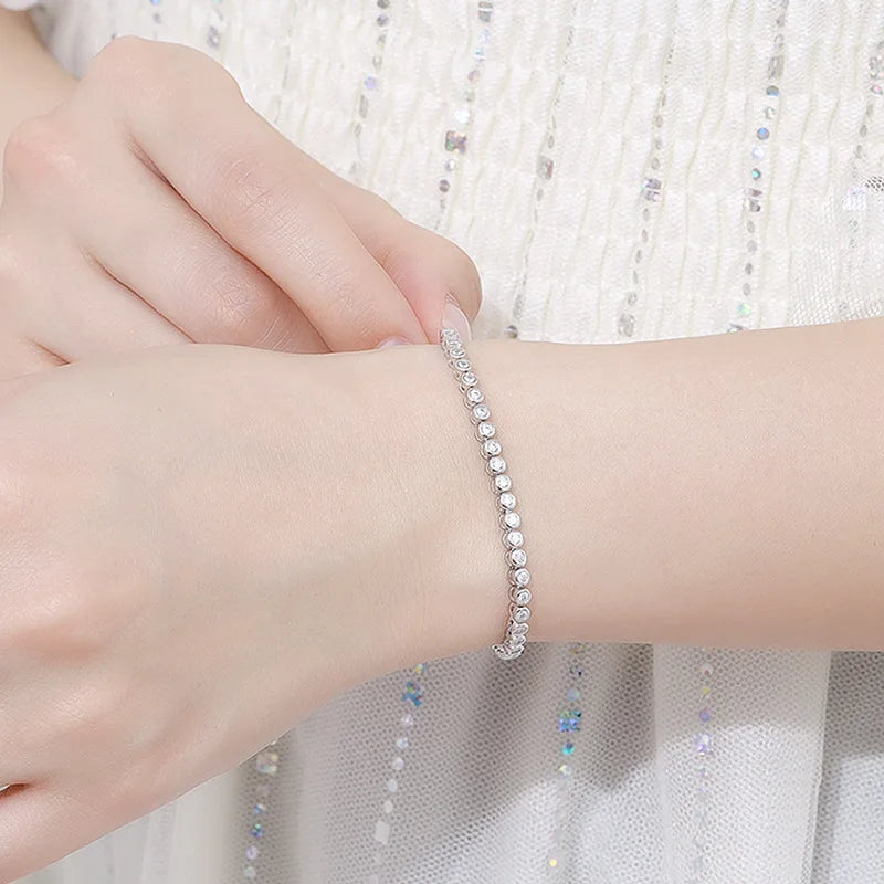 Luxury Bubble 2/3mm D Color Full Moissanite Tennis Necklace for Women S925 Silver Plated 18K Diamond Neck Chain Necklaces