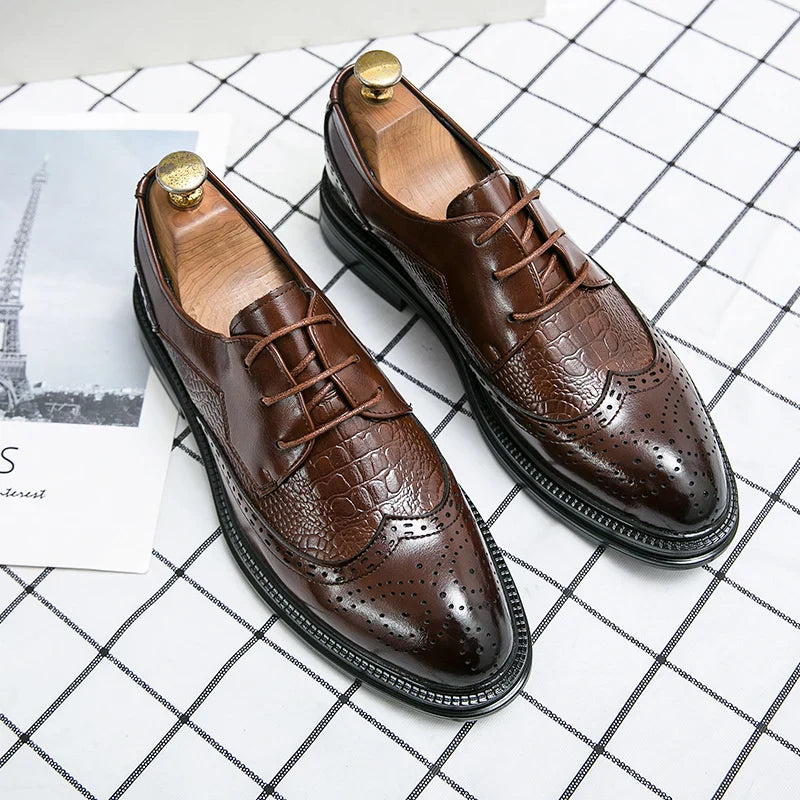 Designer Business Oxfords Formal Wedding Mens Derby Italian Original Crocodile Leather Dress Office Loafers Casual Shoes for Men
