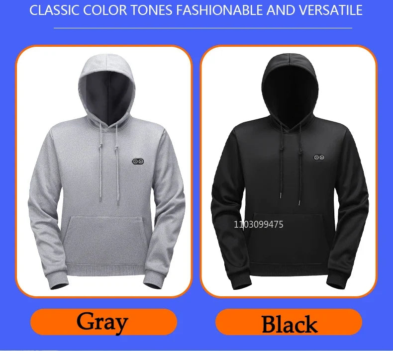 Self Heated Jacket Men Women Sweatshirts Hoodies 17 Areas USB Heated Clothing Winter Thermal Skiing Camping Hiking Sweatshirts