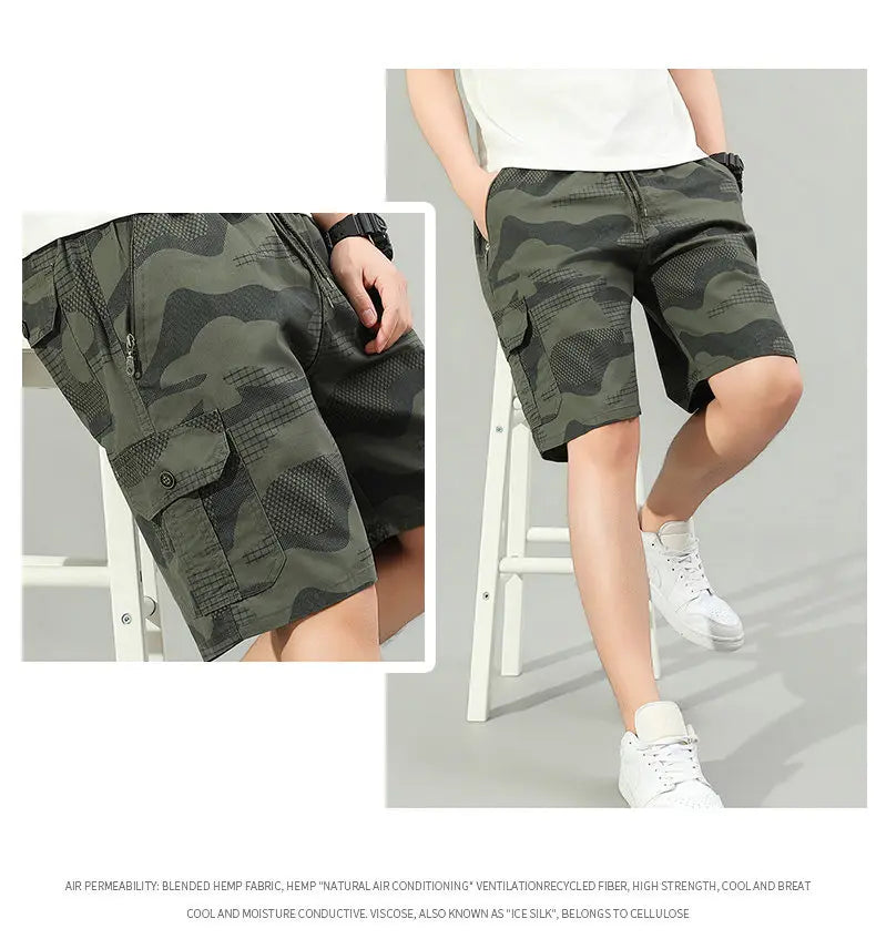 2026 Mens Cargo Shorts Hiking Running Shorts Light Weight Summer Camo Shorts with Pocket
