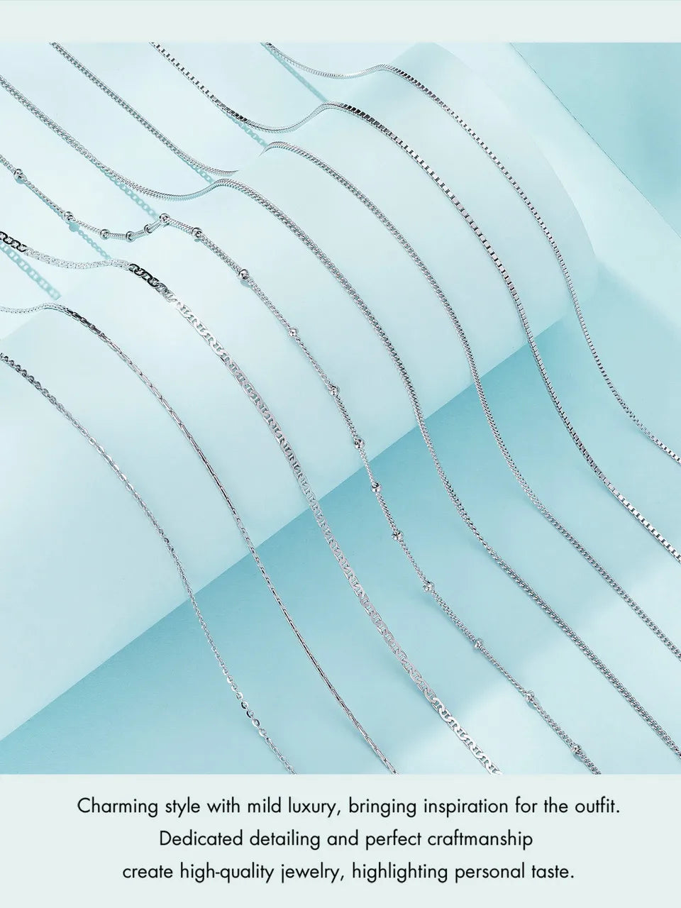 925 Sterling Silver Basic Chain Necklace Collection Box Chain Necklace Bead Chain Link for Women Simple Fine Jewelry