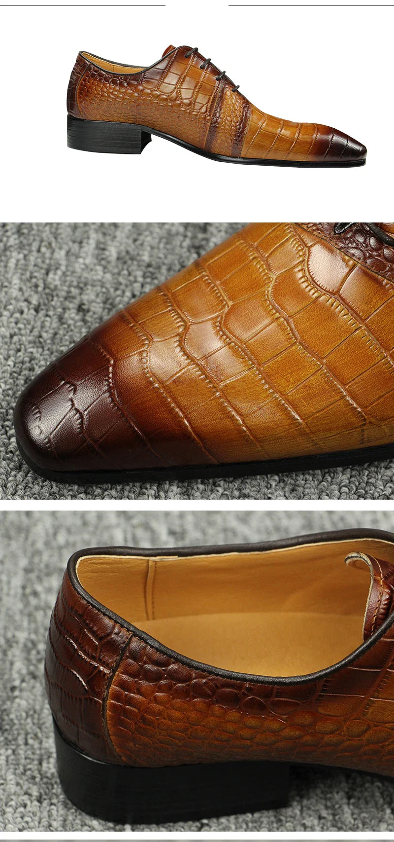 Men's Invisible Height Increasing Elevator Shoes Genuine Leather Formal Dress Oxfords Business Shoes Durable Rubber Outsole