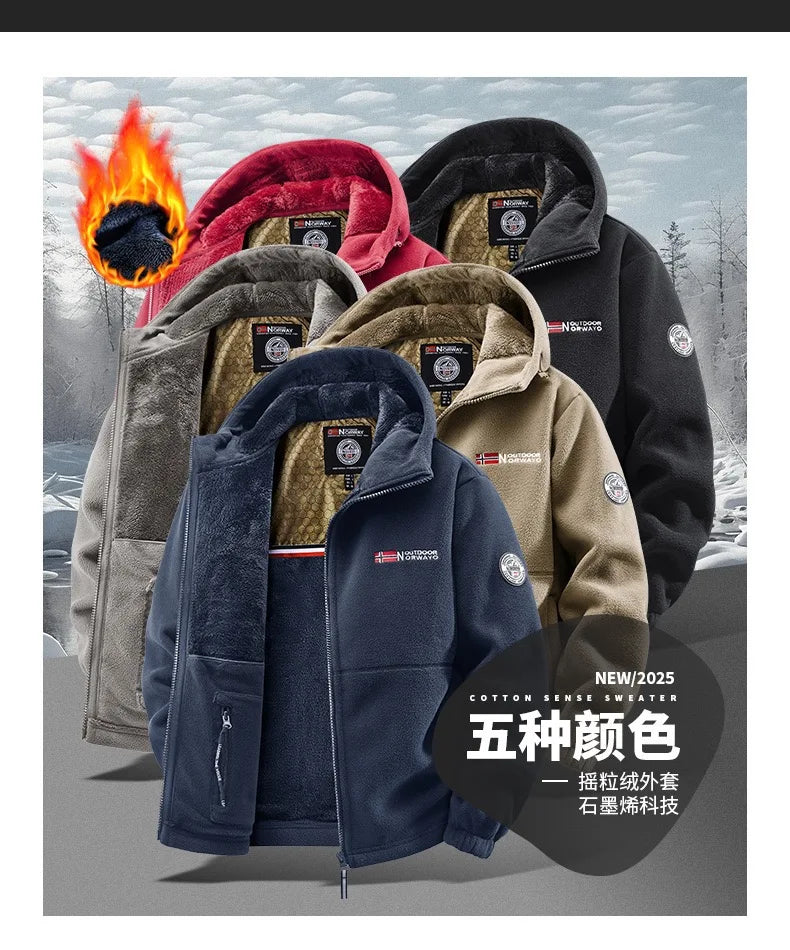 Winter New Fashion Trend Retro Sports Thick Warm Lamb Wool Jacket Men's Casual Loose Comfortable High-Quality Plus Size Jacket