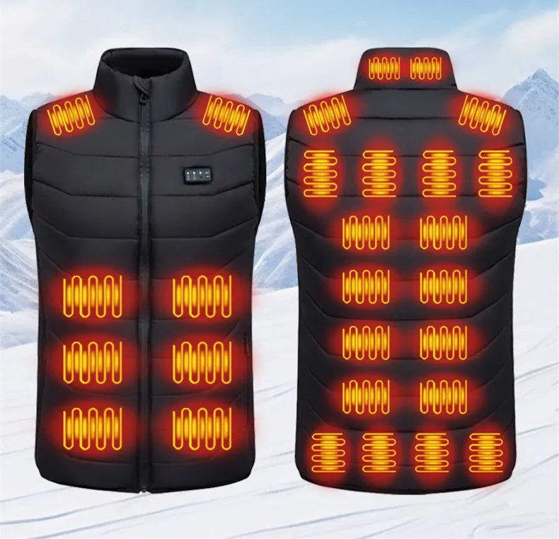 New Loose Casual Stand Up Collar Winter 28 Zone Intelligent Heating Vest Men'S Women'S Warm Electric Clip Coat (No Power Bank)