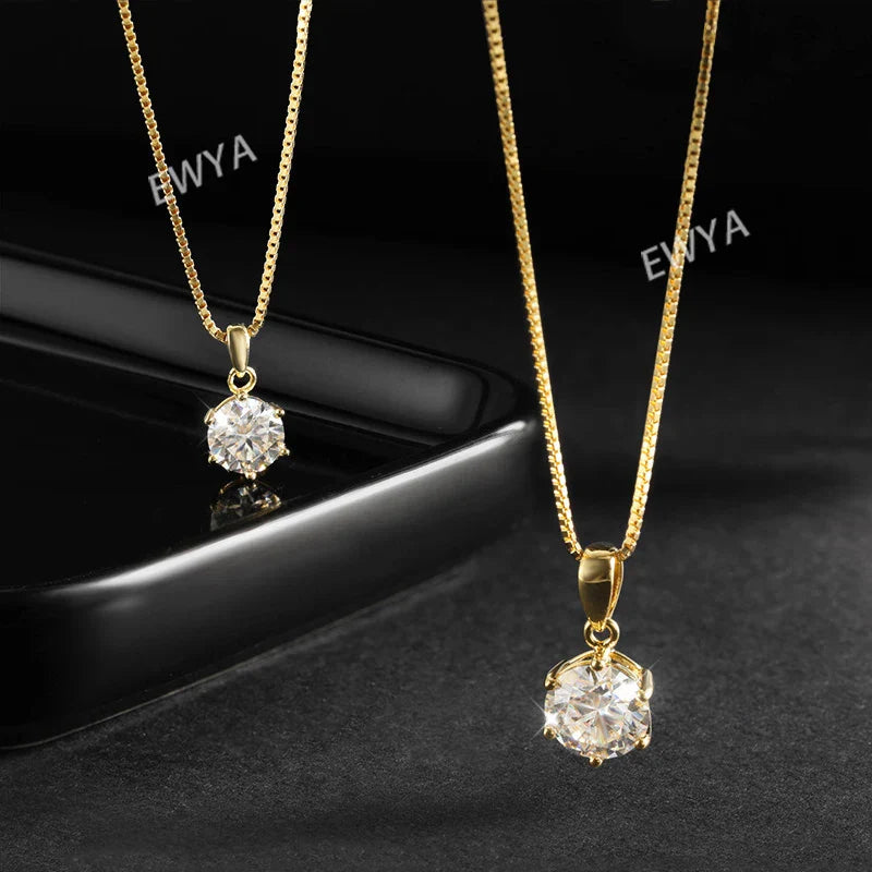 1 2 Carat Real Moissanite Pendant Necklace For Women 6 Prong 100% 925 Sterling Silver Wedding Party Bridal Fine Jewelry