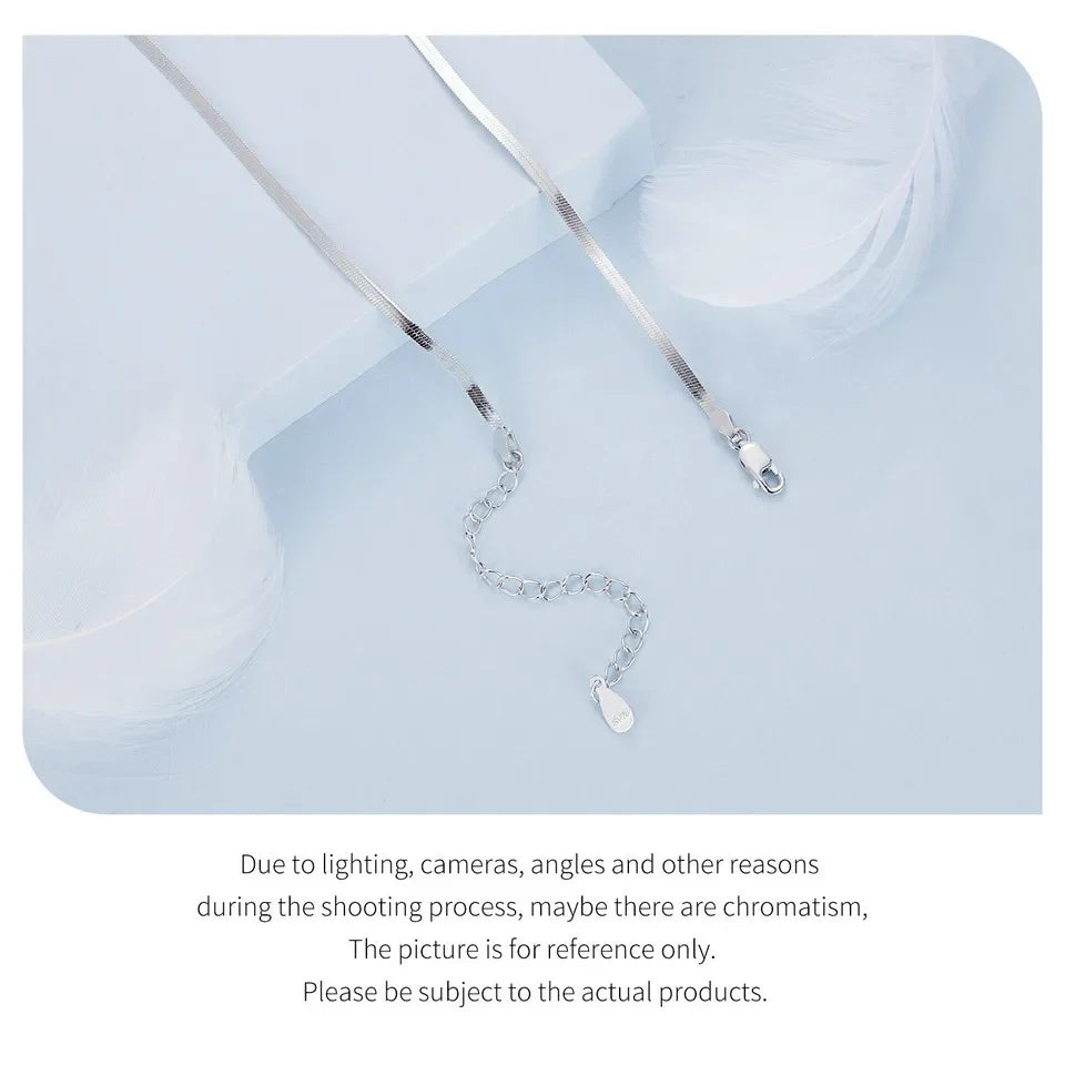 Dainty Herringbone Choker Necklace for Women Girls, 925 Sterling Silver Snake Chain Necklace Fashion Jewelry