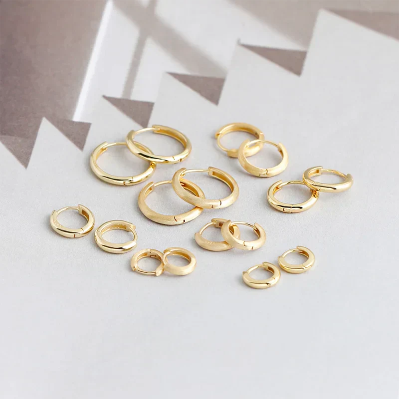 925 Sterling Silver Simple Matte Bohemian Round Ear Buckle for Women Punk Unisex Rock Hoop Earring Jewelry Accessories