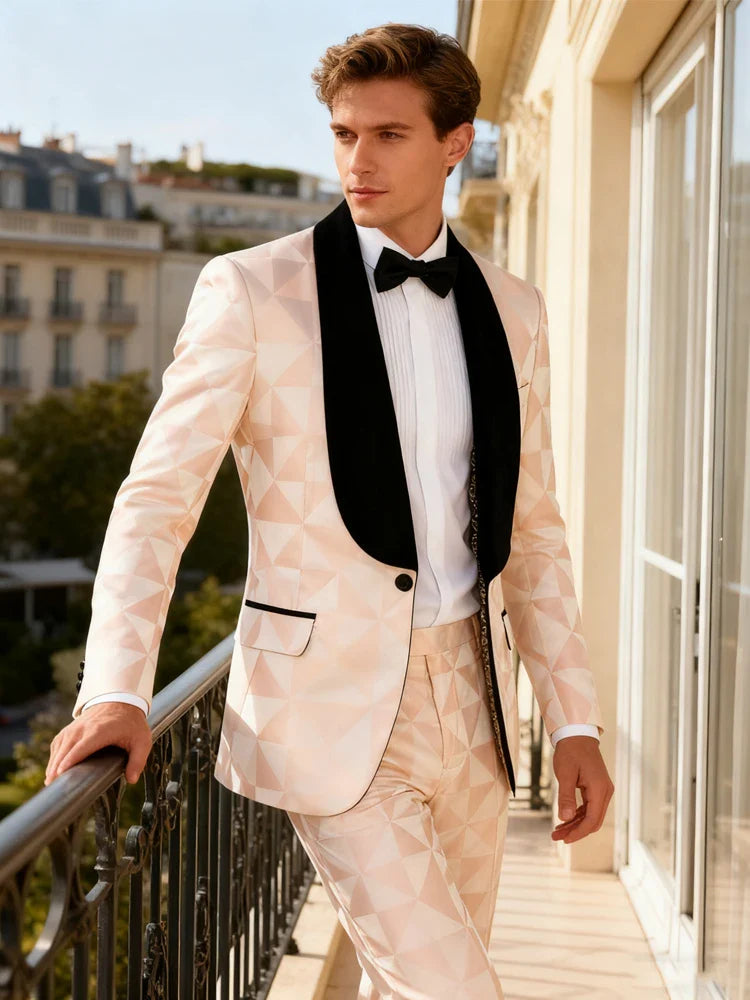 Men's slim-fitting 2-piece suit set, including a luxurious party jacket and pants, perfect for weddings, gatherings, and other f
