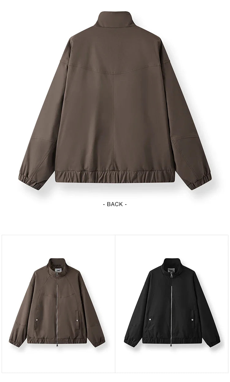 Jacket Men Loose Fit Stand Collar Youth Style 2025 Autumn Winter Minimalist Fashion Casual Coat