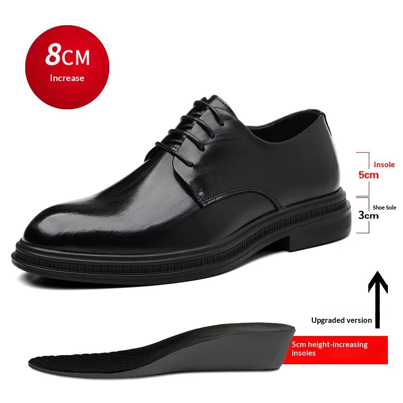 summer Men Elevator Shoes Dress Shoes Formal Leather Quality Busincess Lift 6CM 8CM Height Increased Man Elegance Wedding Shoes
