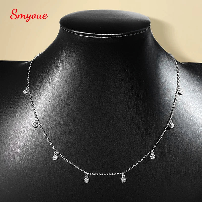 Certified Bubble 8 Stone 100% Real Moissanite Necklace Pendant Classic Women's Neck Chain Sterling Silver 925 Plated 18K