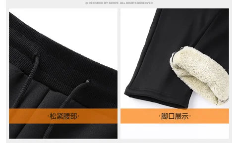 Hooded lambskin medium and elderly large size warm suit with plush thick hoodie jacket+thick pants two-piece set