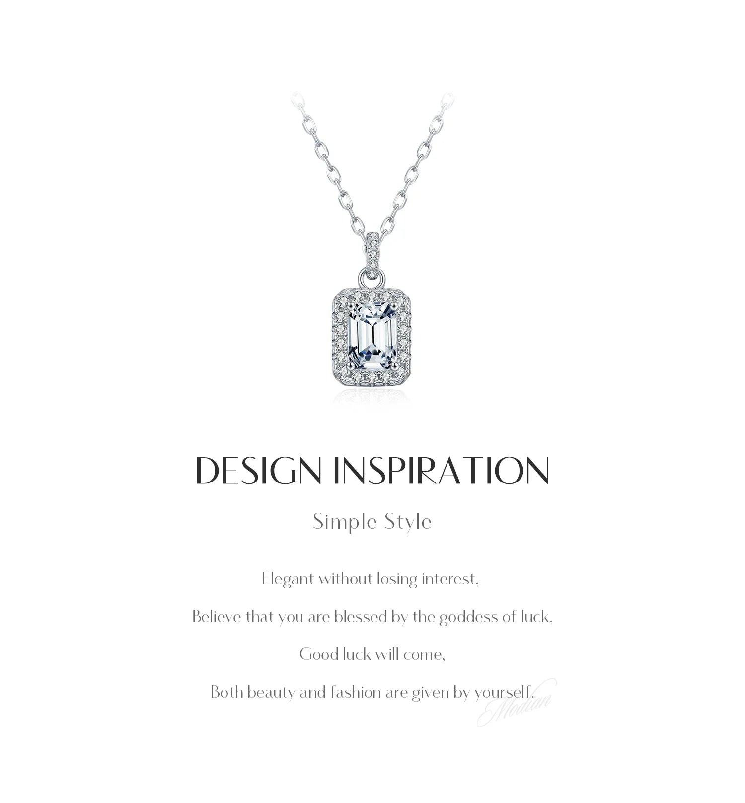 1CT D Color Emerald Cut Moissanite Halo Necklace 925 Sterling Silver Rectangle Wedding Pendant Necklace For Women Jewelry