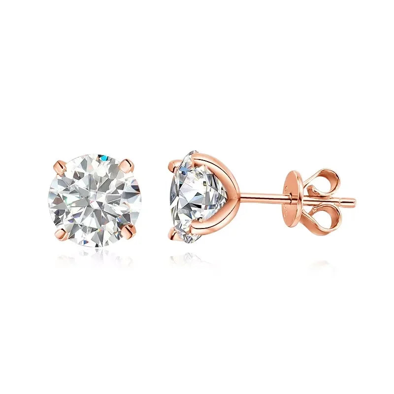 18K Plated 0.1-3CT Moissanite Stud Earrings for Women Men Sparkling Classic Bridal Jewelry 925 Silver Rose Gold Earring