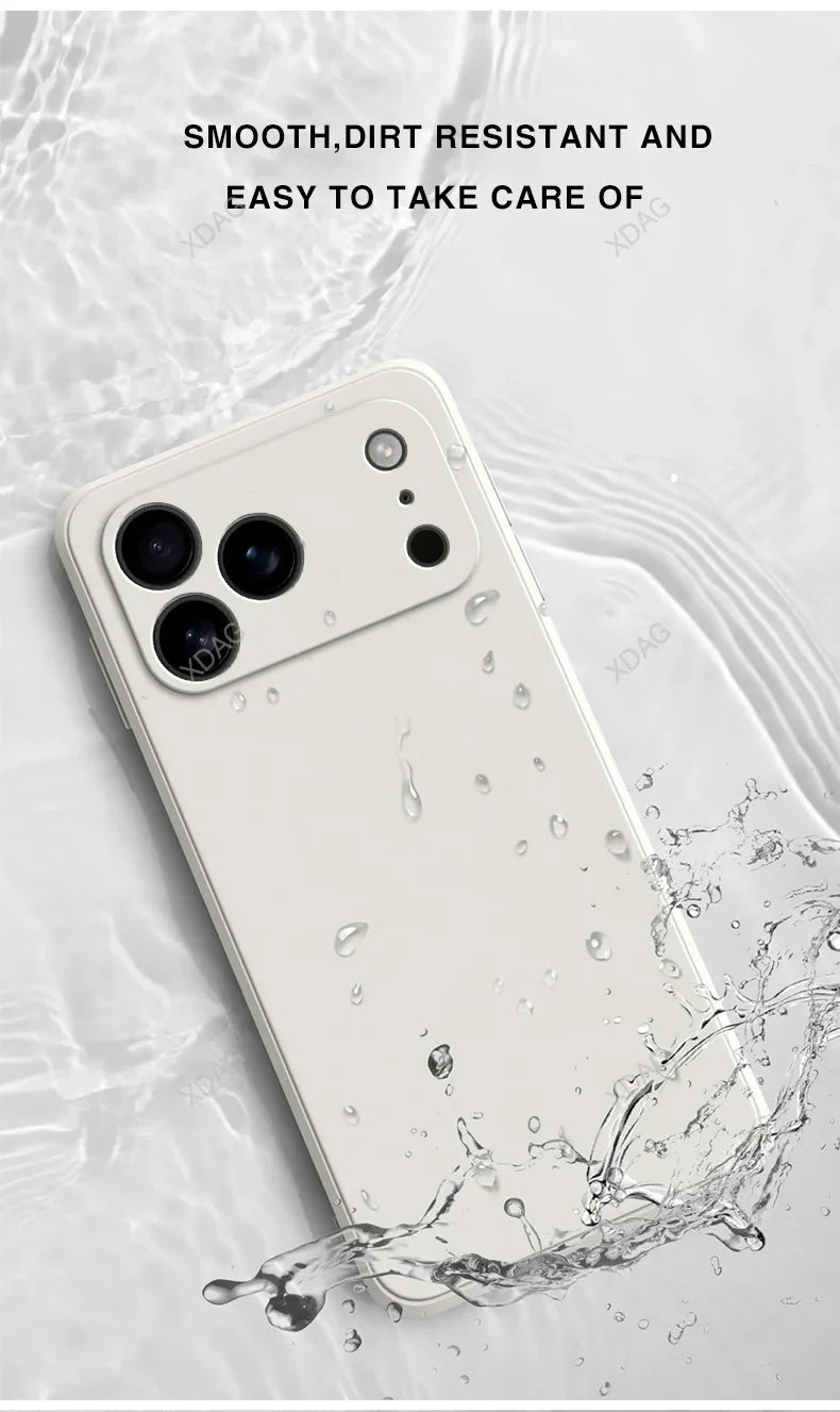 Liquid Silicone Original Phone Case for iPhone 17 Pro Max Air 17Pro 17Max 5G Straight Edge Lens Protection Soft Basic Back Cover