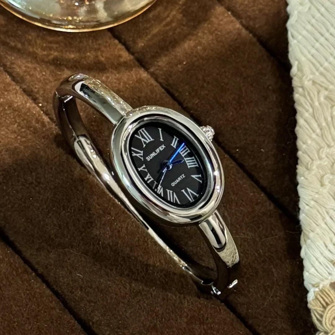 Women Rome Dial Quartz Watch Brand Luxury Gold Colors Bangle Oval  Wristwatch Relogio Feminino Gifts Clock Montre Femme