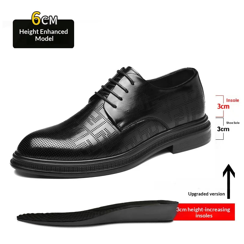 summer Men Elevator Shoes Dress Shoes Formal Leather Quality Busincess Lift 6CM 8CM Height Increased Man Elegance Wedding Shoes