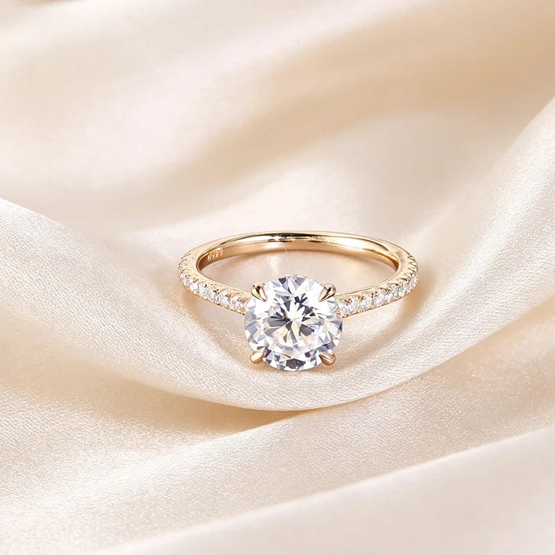 1ct-5ct All Moissanite Rings for Women Sparkling Lab Diamond S925 Sterling Silver with Gold Plated Wedding Promise Rings