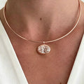 2/3/zct Oval Cut Solitaire Moissanite Pendant Necklaces for Women Wedding S925 Silver 1.5mm Big Diamond Omega Neck Chain Choker