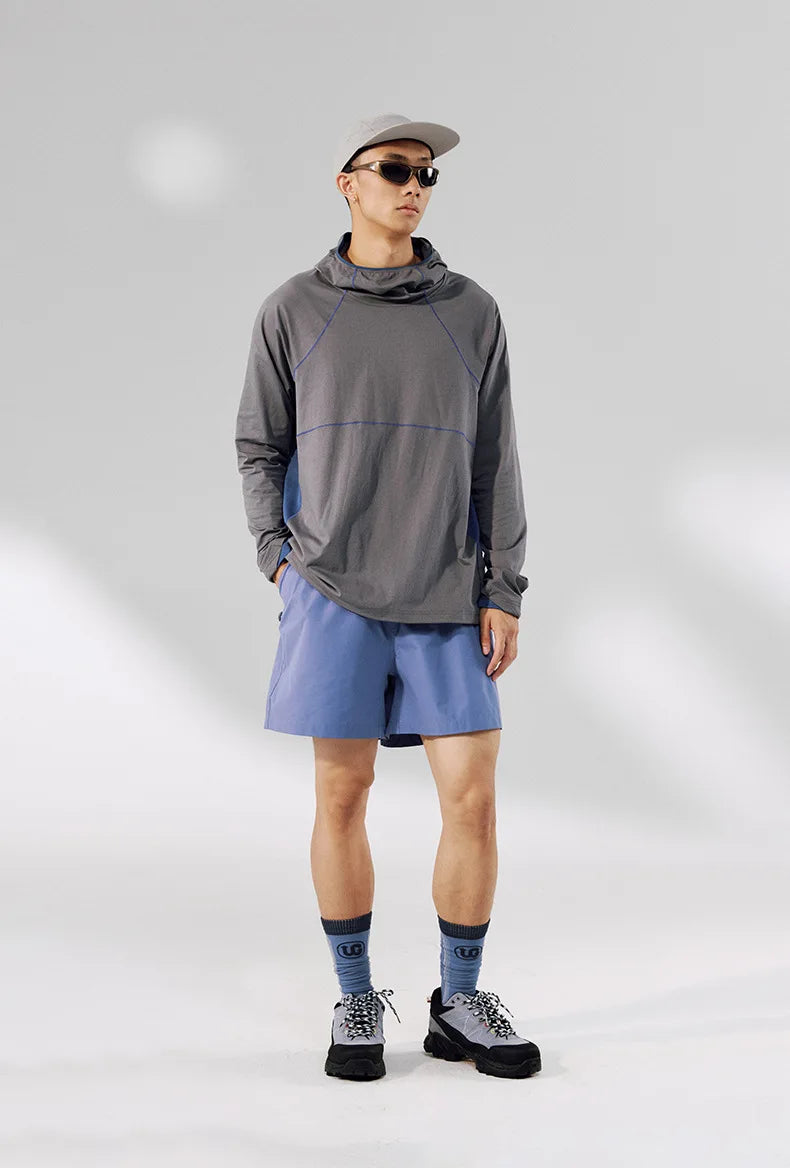 Unisex  Breathable T-Shirt, Moisture Wicking Quick-Dry Hooded, Outdoor Sports Tech Wear Hooded Long-sleeve Tracksuit
