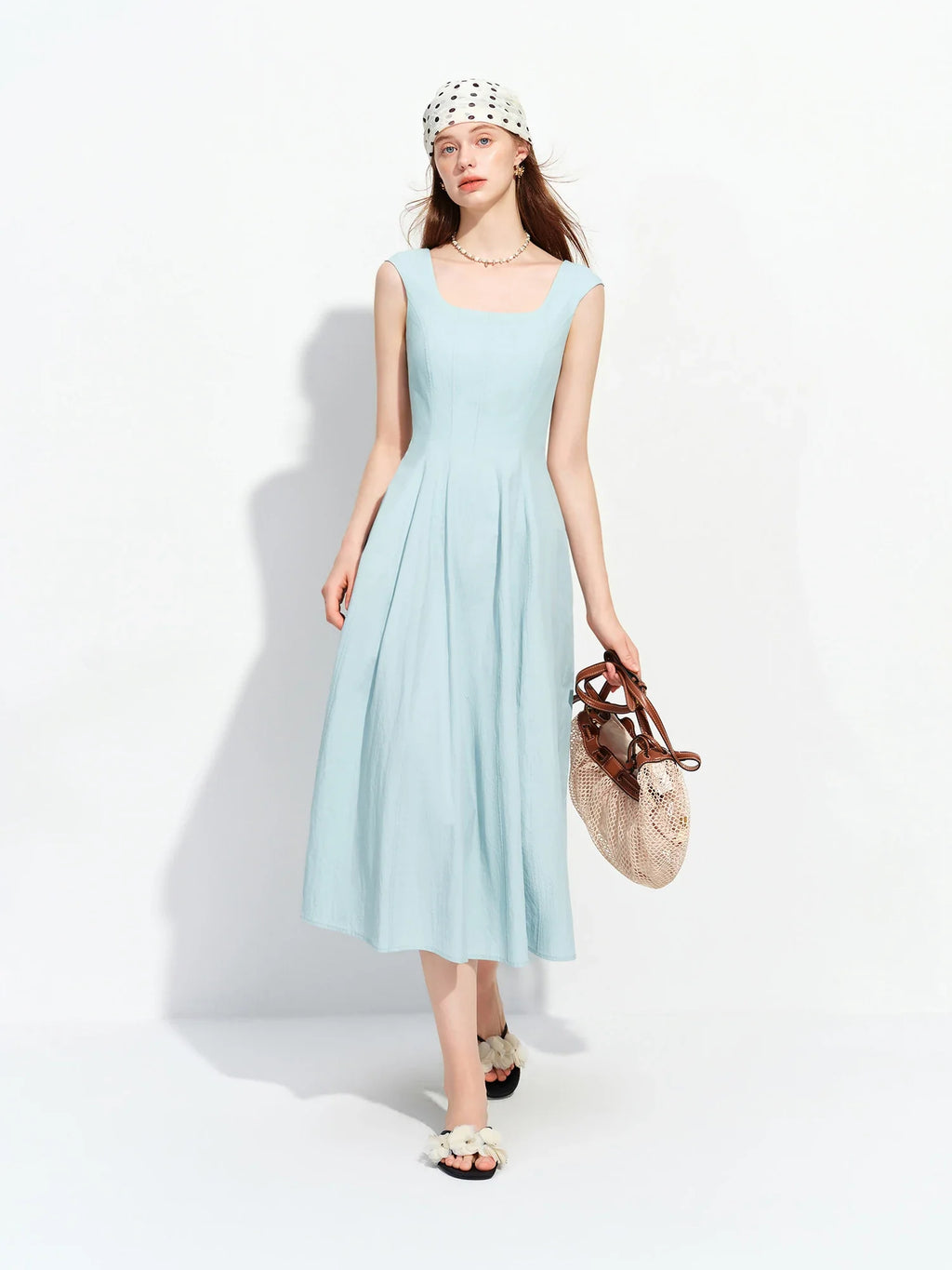 2026 Summer Women's Polka Dot Print Sleeveless Lightweight Dress - French Vintage Charm for Daily and Vacation Wear