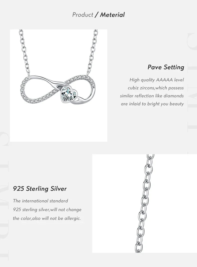 925 Sterling Silver Infinite Love Necklace Romantic Embrace Heart Pendant Link Chain For Women Anniversary Jewelry Gifts
