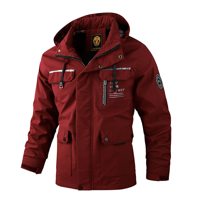Fashion Men's Casual Windbreaker Jackets Hooded Jacket Man Waterproof Outdoor Soft Shell Winter Coat Clothing Warm Plus Size