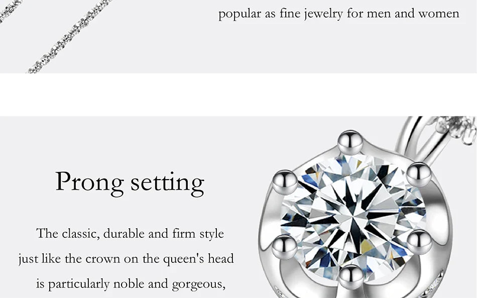 1/2CT Moissanite Necklace for Women S925 Pure Silver Sparkling Crown Diamond Pendant Luxurious Wedding Jewelry