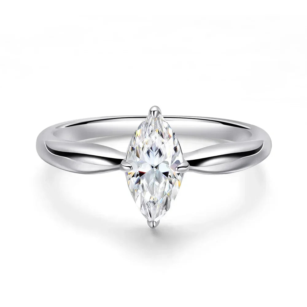 1CT 2CT 3CT Marquise Cut Moissanite Rings for Women Bride Classic Wedding Band 925 Sterling Silver Plated 18K Jewelry GRA