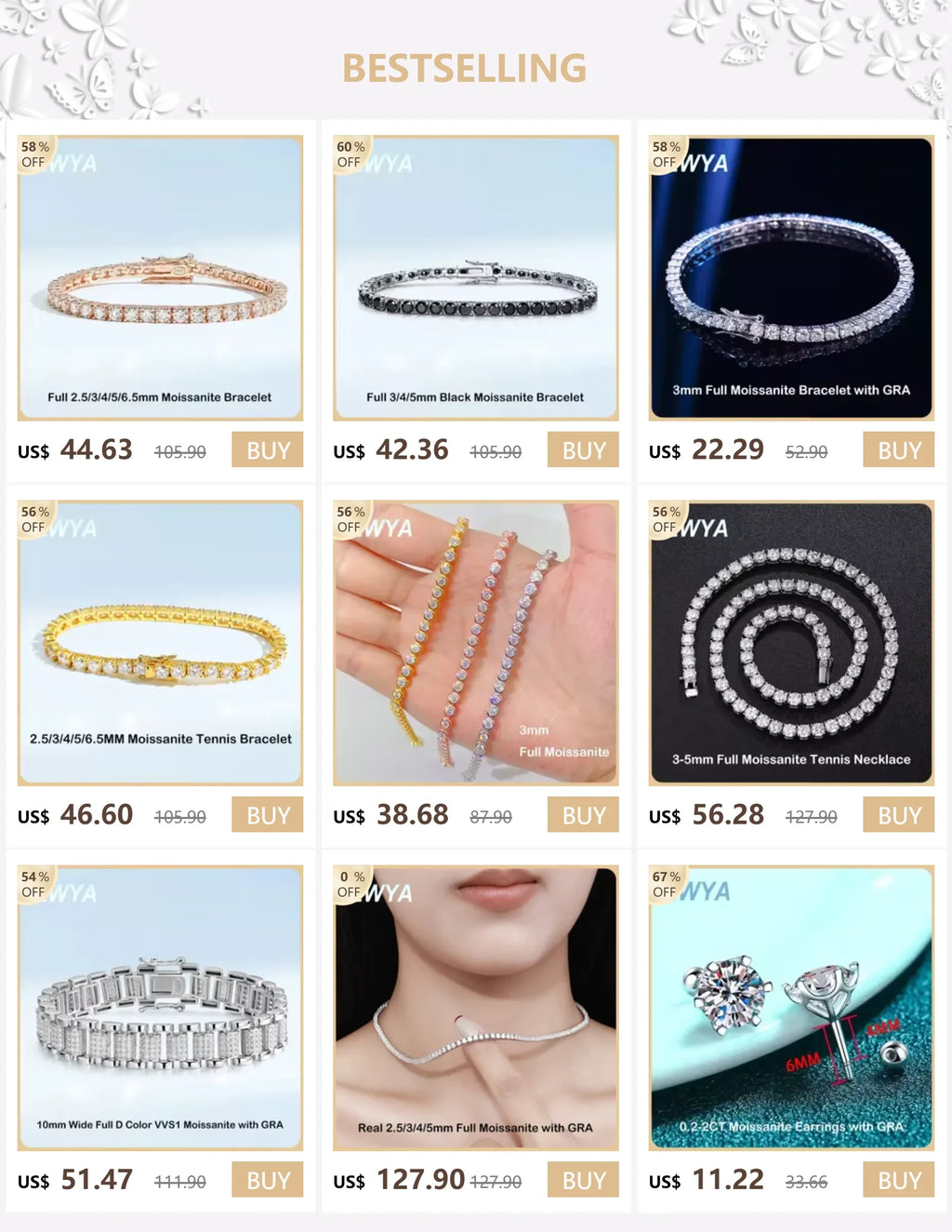Real 2-5mm Full D Color Moissanite Tennis Neck Chain Necklace for Woman Man 925 Silver GRA Certified Party Bridal Necklaces