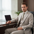 high quality men suits 3 piece set elegant slim fit formal office and leisure banquet groomsman set groom's suit