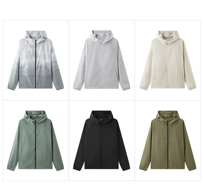Jacket Men'S Summer Foldable Storage Top Simple Casual Style Hooded Couple