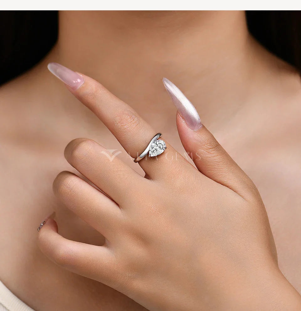 Sparkling 3CT Pear Cut Moissanite Ring for Women VVS1 Lab Diamond Wavy Band S925 Sterling Silver Solitaire Wedding Gift