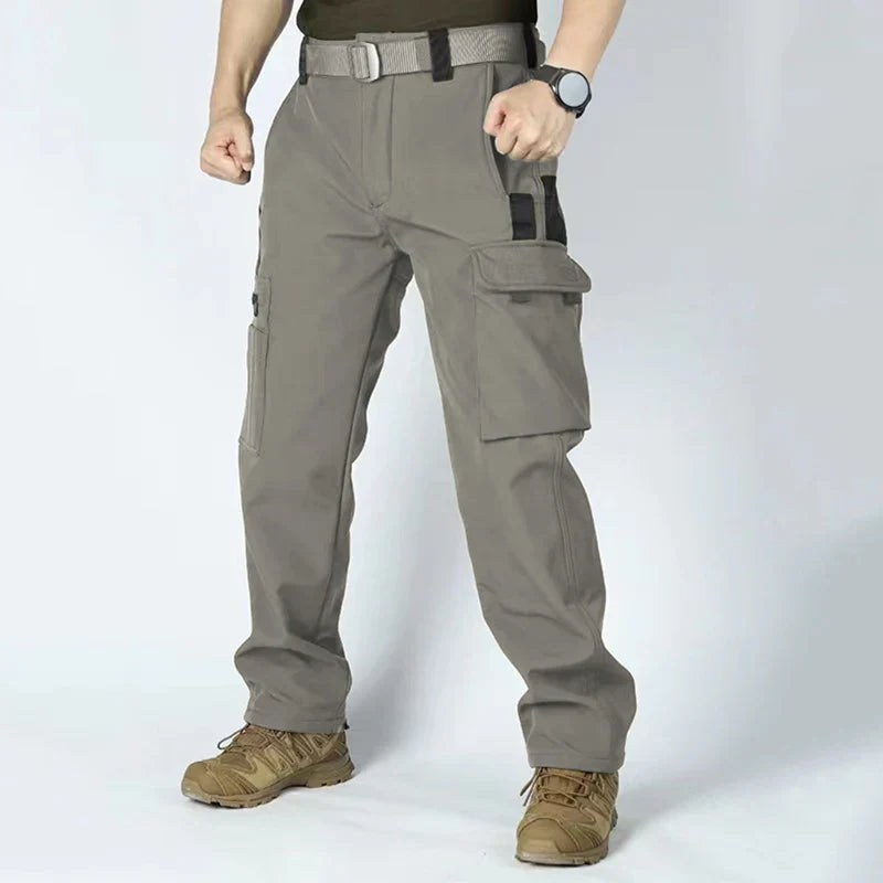 Winter Outdoor Work Sets Mens Field Training Jackets Multi-Pocket Fleece Cargo Pants Tactical Waterproof Camping Tracksuits Set